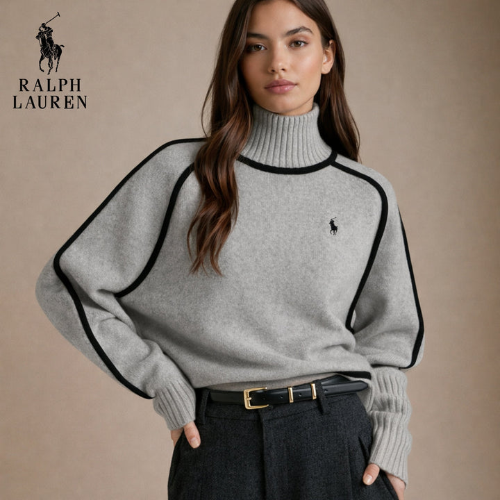 Ralph Lauren Elegant Contrast-Knit Turtleneck Sweater