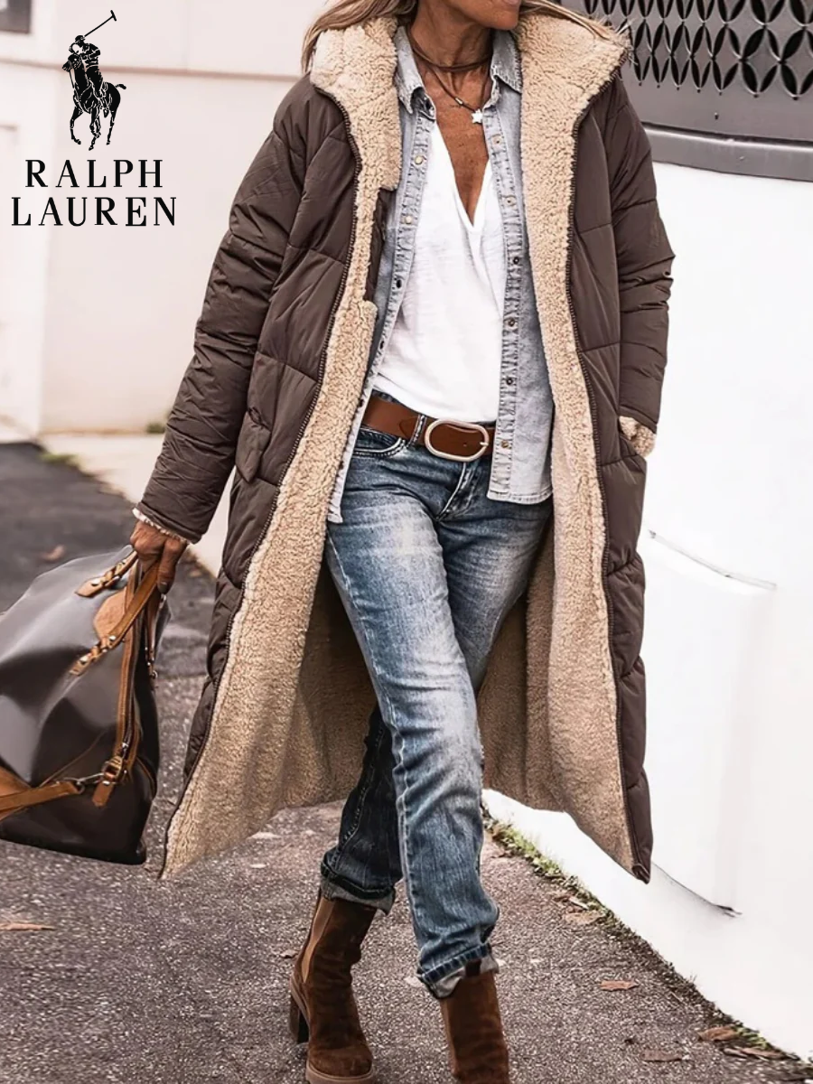 Sherpa-Lined Long Puffer Coat