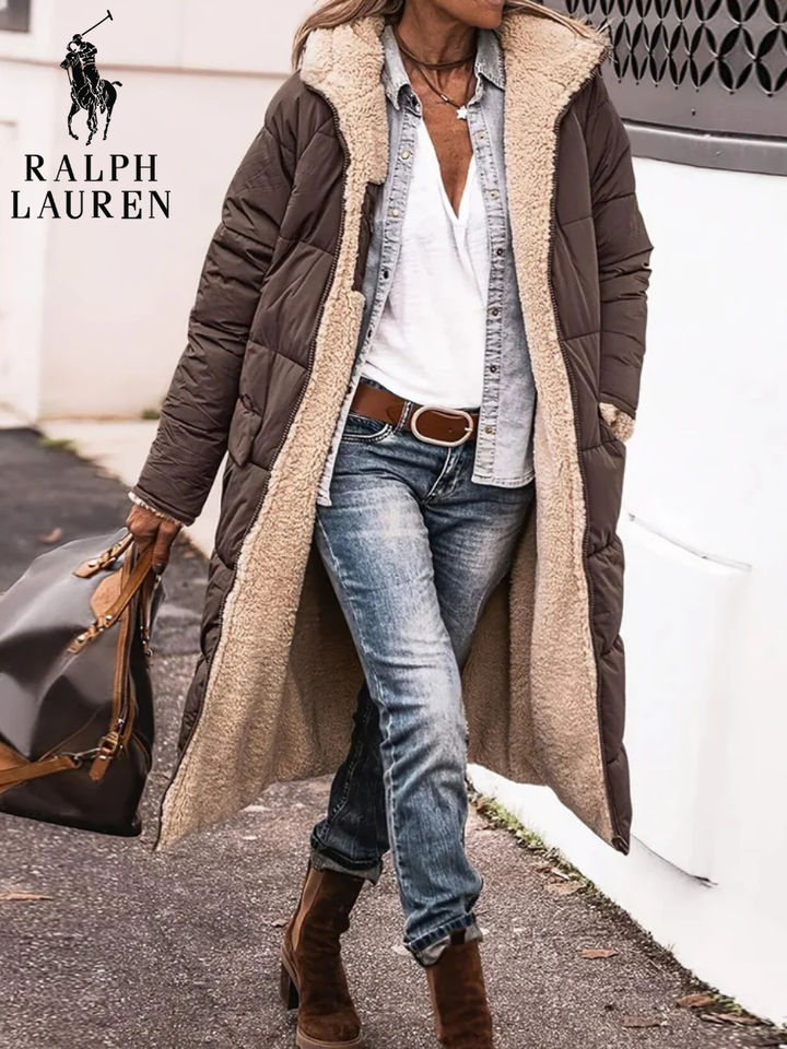 Sherpa-Lined Long Puffer Coat