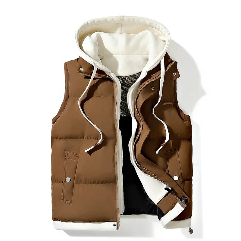 SOFT SHELL HOODED PUFFER GILET