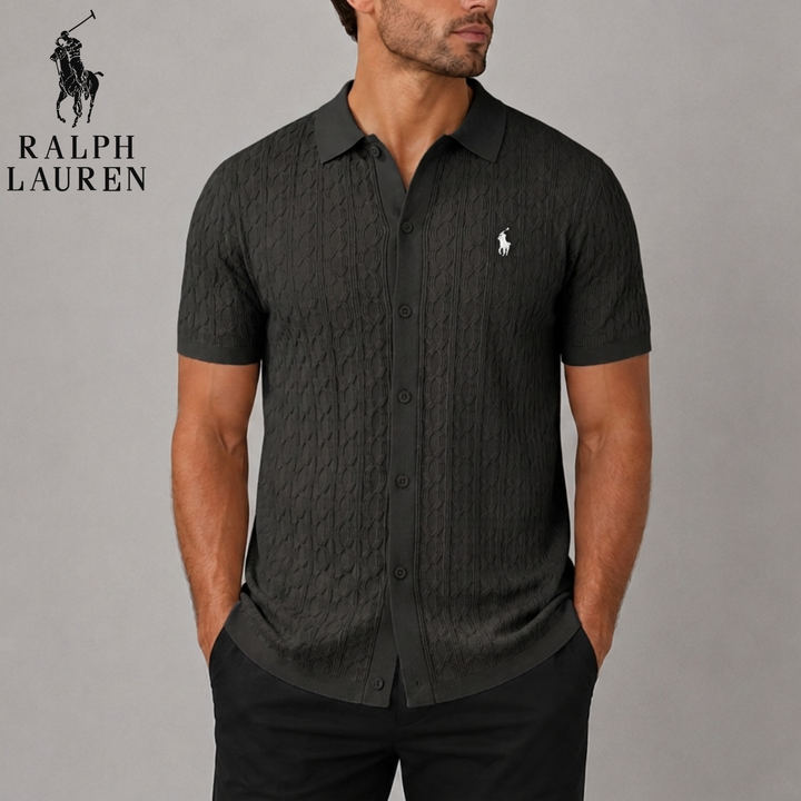 Textured Cable Knit Polo || Clearance Sale