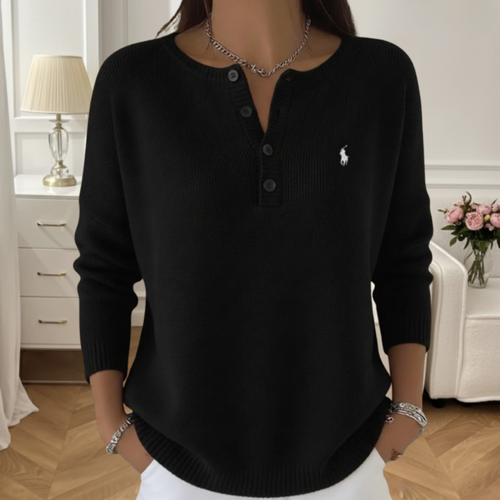Ultra-Soft Henley Knit Pullover Sweater - Clearance Sale
