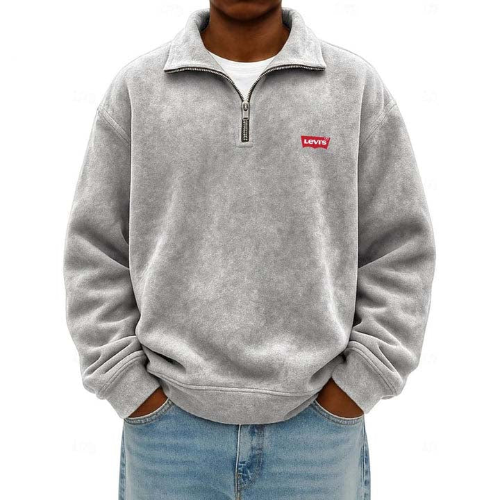 Men’s Zip Polo Pullover Sweatshirt - Clearance Sale