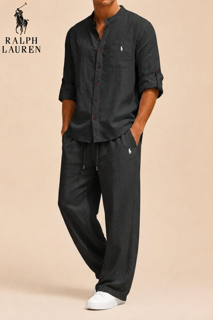 Mandarin Collar Linen Set || Clearance Sale