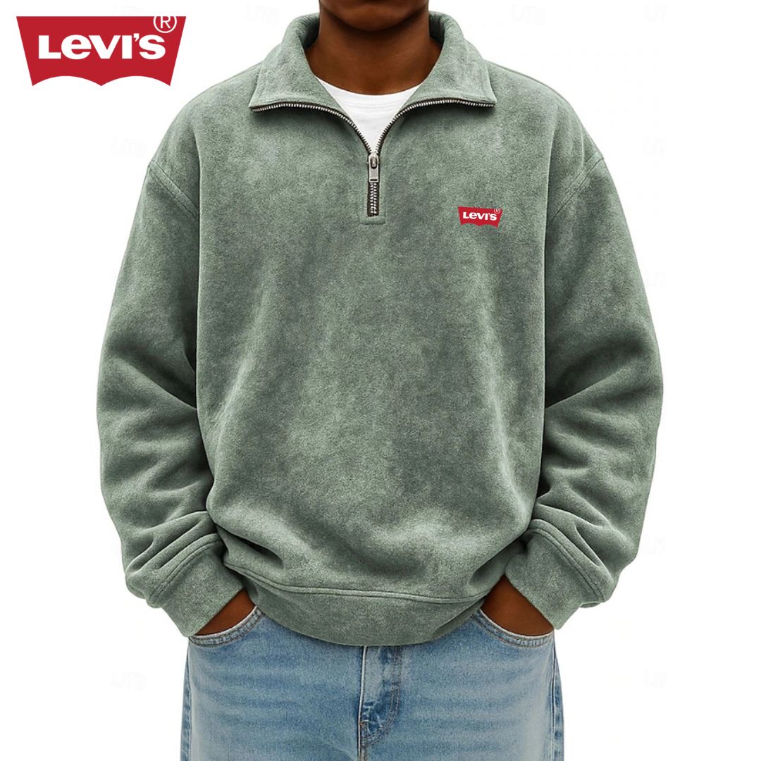 Men’s Zip Polo Pullover Sweatshirt - Clearance Sale