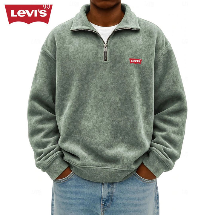 Men’s Zip Polo Pullover Sweatshirt - Clearance Sale