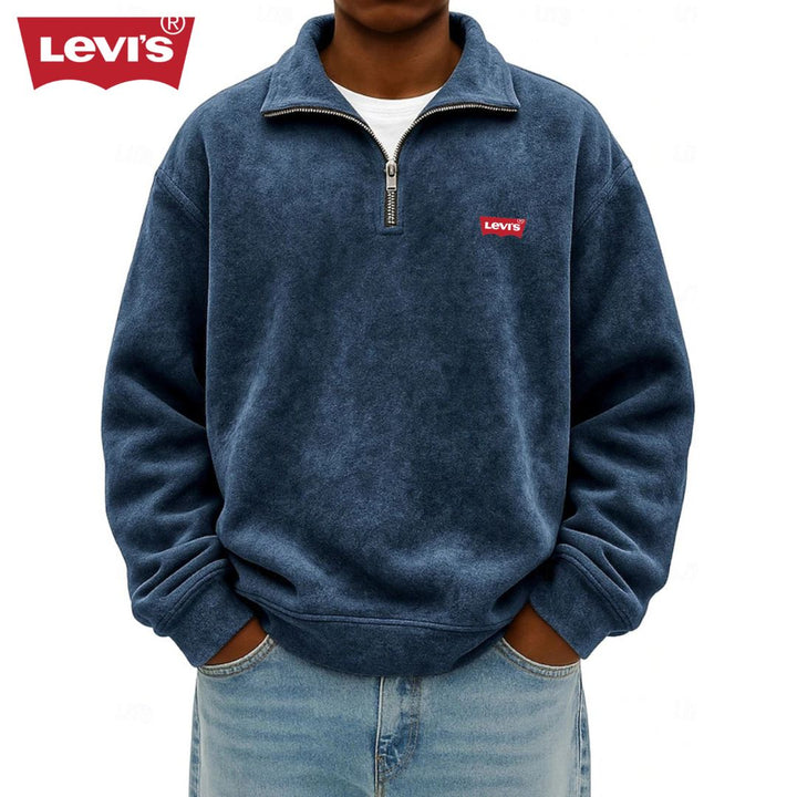 Men’s Zip Polo Pullover Sweatshirt - Clearance Sale