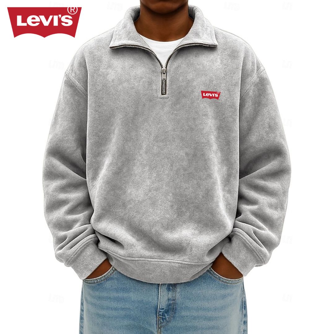 Men’s Zip Polo Pullover Sweatshirt - Clearance Sale