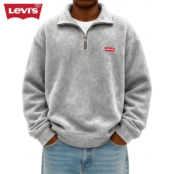 Men’s Zip Polo Pullover Sweatshirt - Clearance Sale