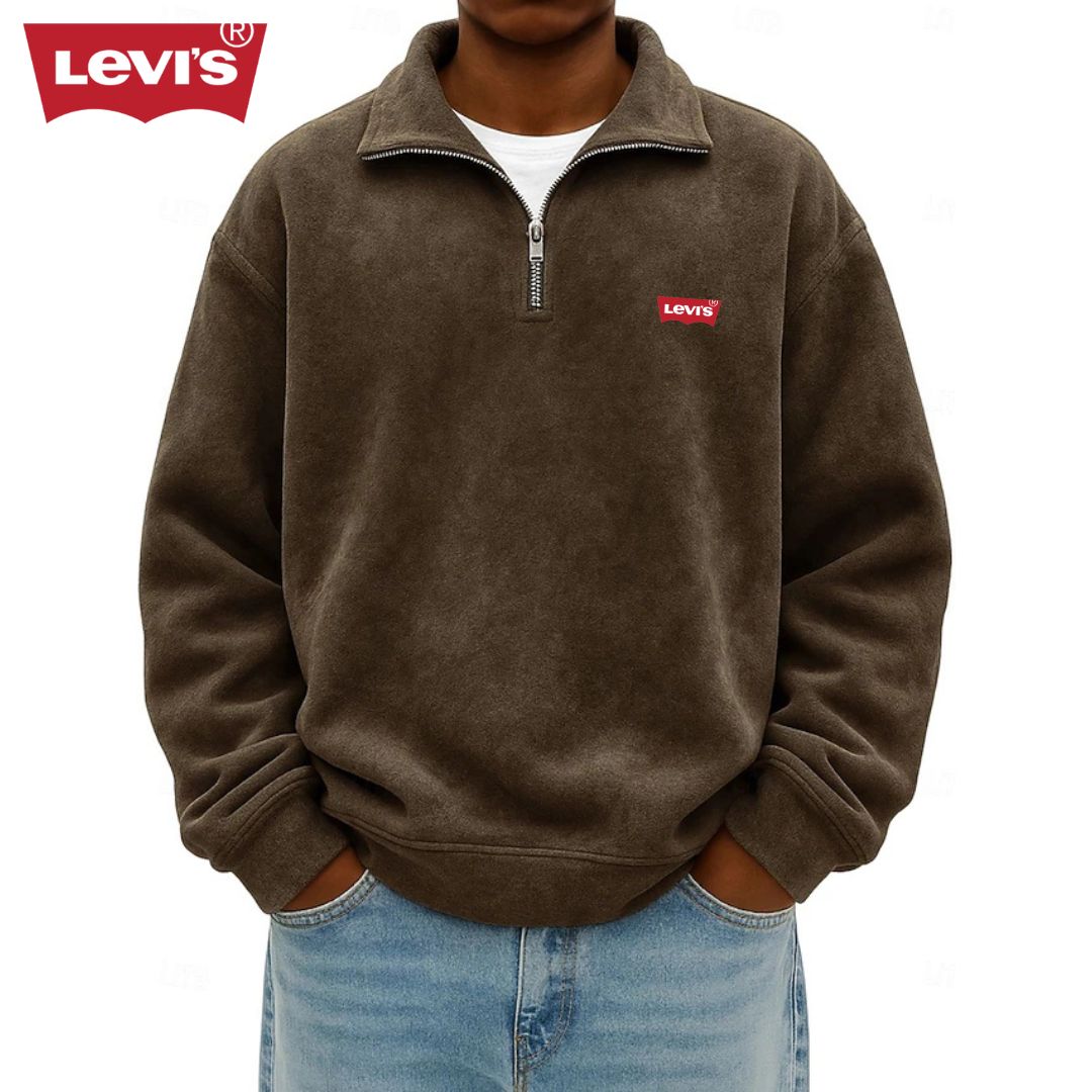 Men’s Zip Polo Pullover Sweatshirt - Clearance Sale