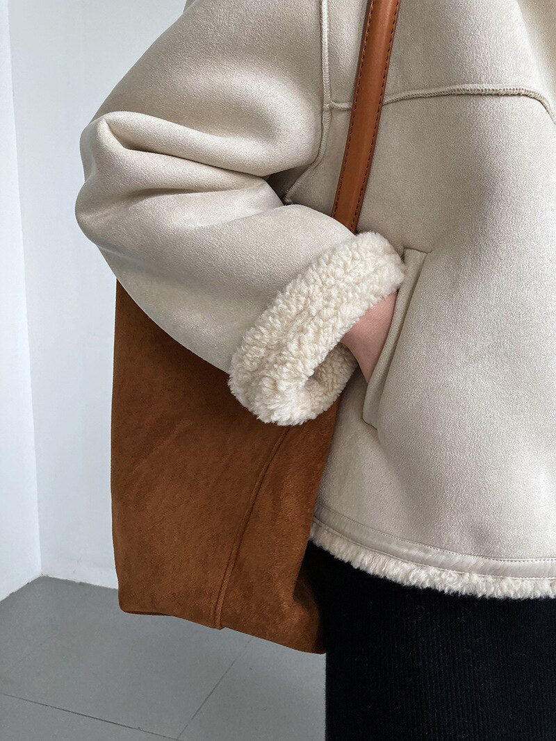 Comfortable Elegance The Shearling-Trim Jacket