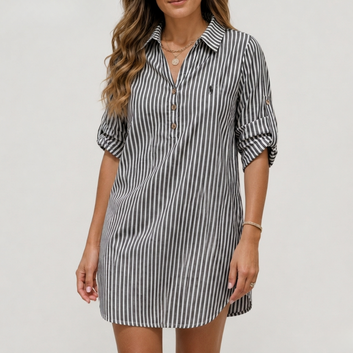 Striped Cotton Shirt Dress - Clearance Sale