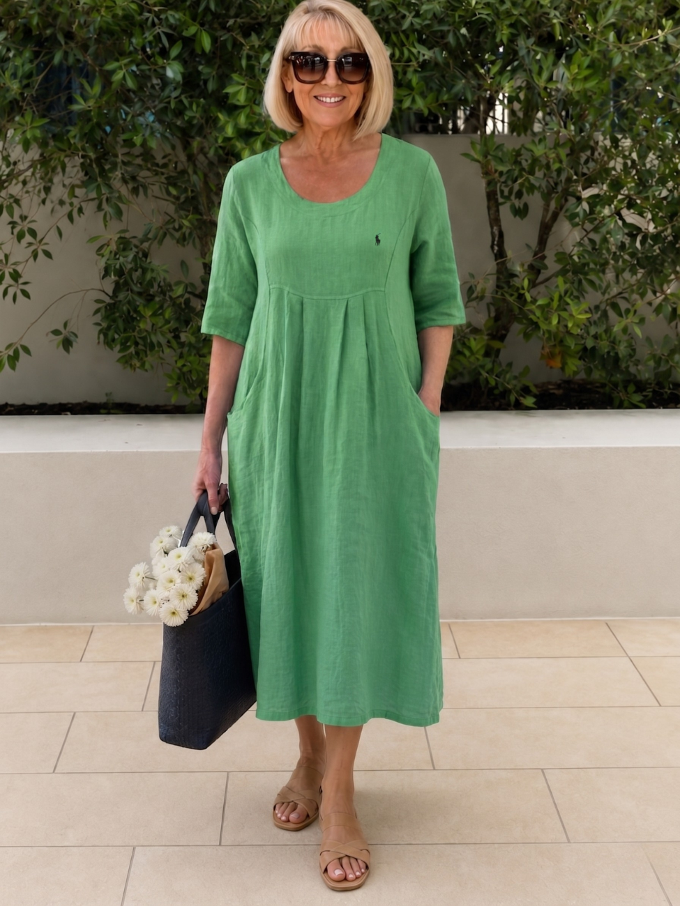 Coastal Linen Pleated Midi - Clearance Sale