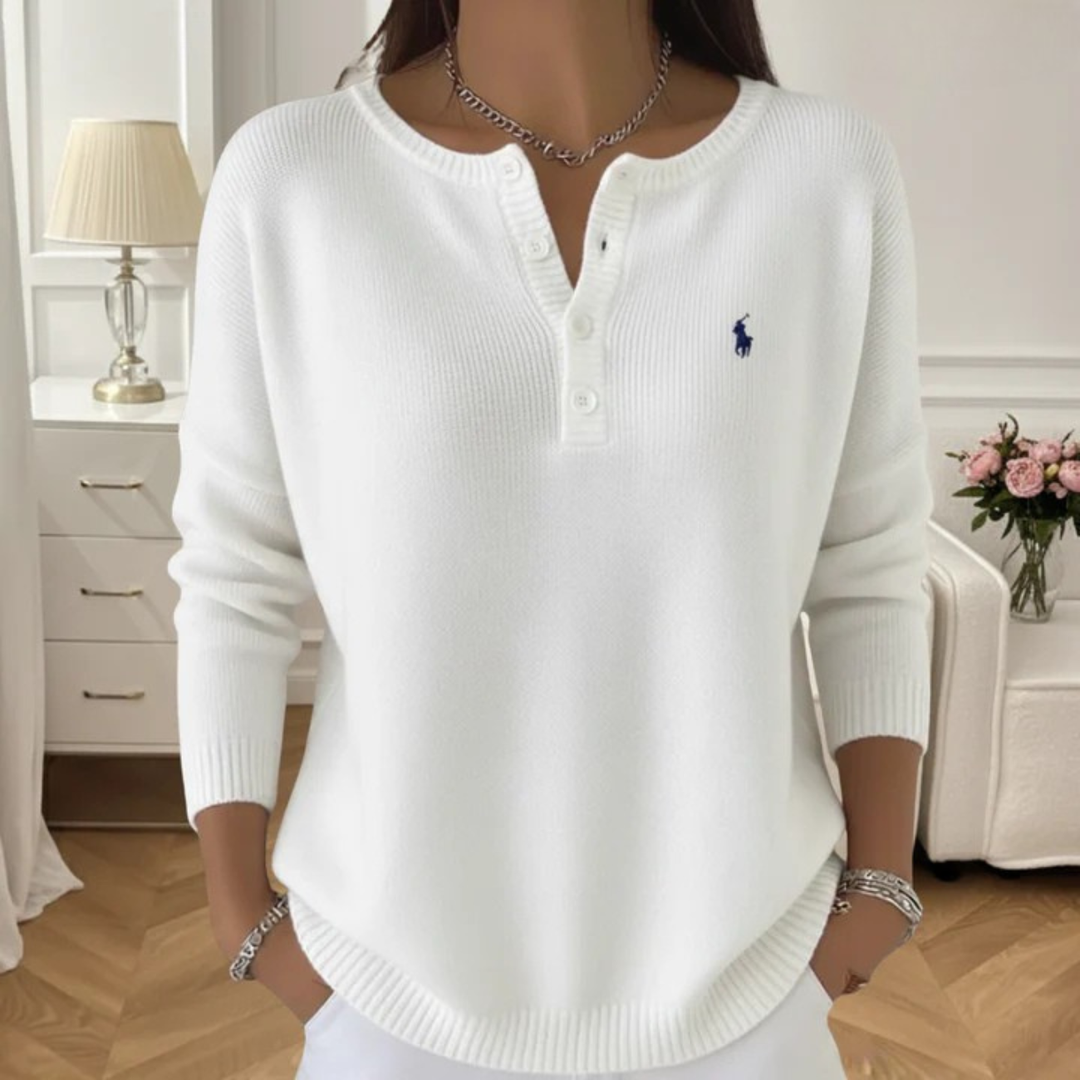 Ultra-Soft Henley Knit Pullover Sweater - Clearance Sale