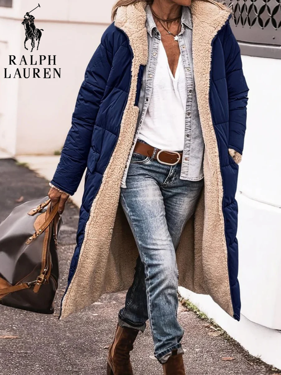 Sherpa-Lined Long Puffer Coat