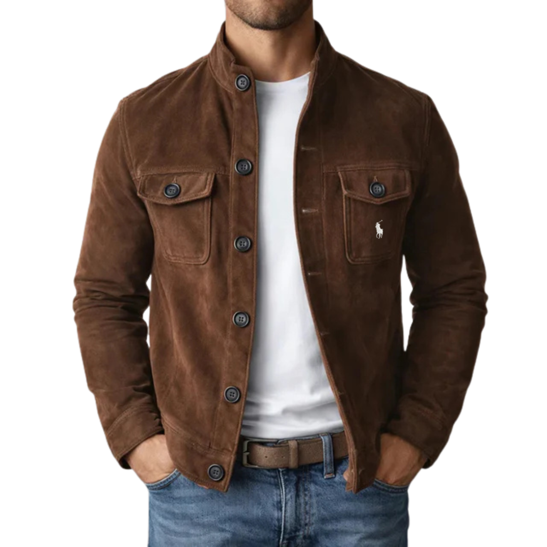 Classic Suede-Style Button Jacket - Clearance Sale