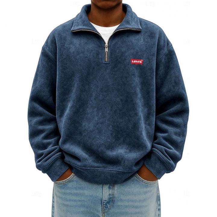Men’s Zip Polo Pullover Sweatshirt - Clearance Sale