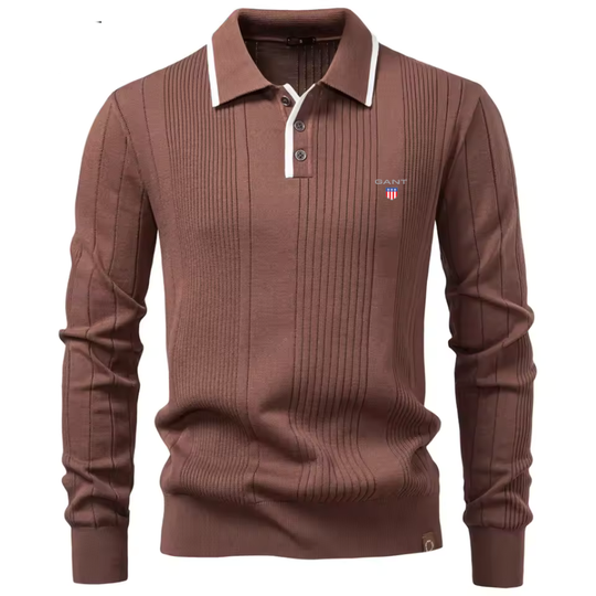 Men’s Textured Knit Polo Sweater - Clearance Sale