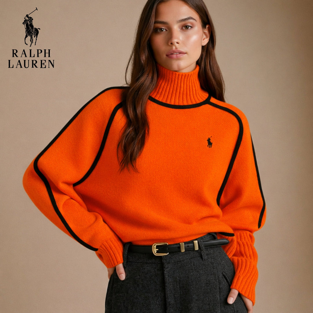 Ralph Lauren Elegant Contrast-Knit Turtleneck Sweater