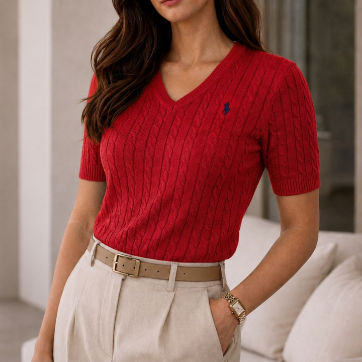 LuxeKnit V-Neck Tee - Clearance Sale