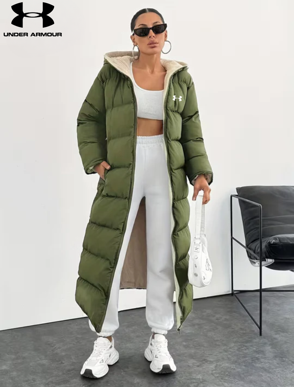 Long Puffer Coat with Hood and Sherpa Lining || CLEARANCE PRICE