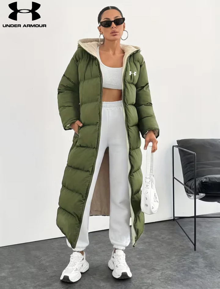 Long Puffer Coat with Hood and Sherpa Lining || CLEARANCE PRICE