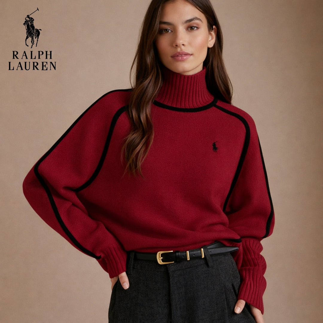Ralph Lauren Elegant Contrast-Knit Turtleneck Sweater