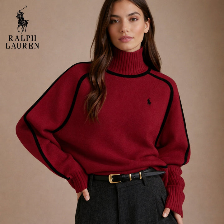 Ralph Lauren Elegant Contrast-Knit Turtleneck Sweater