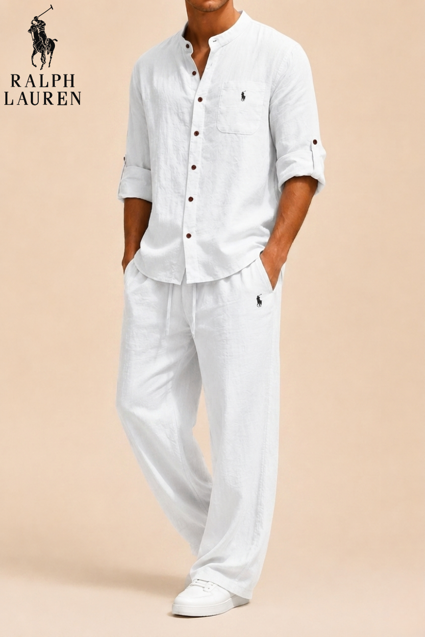 Mandarin Collar Linen Set || Clearance Sale