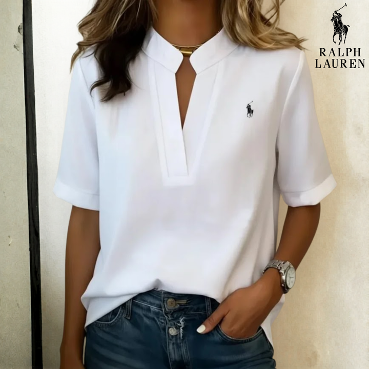 Sleek V-Neck Short Sleeve Casual Blouse || Clearance Sale