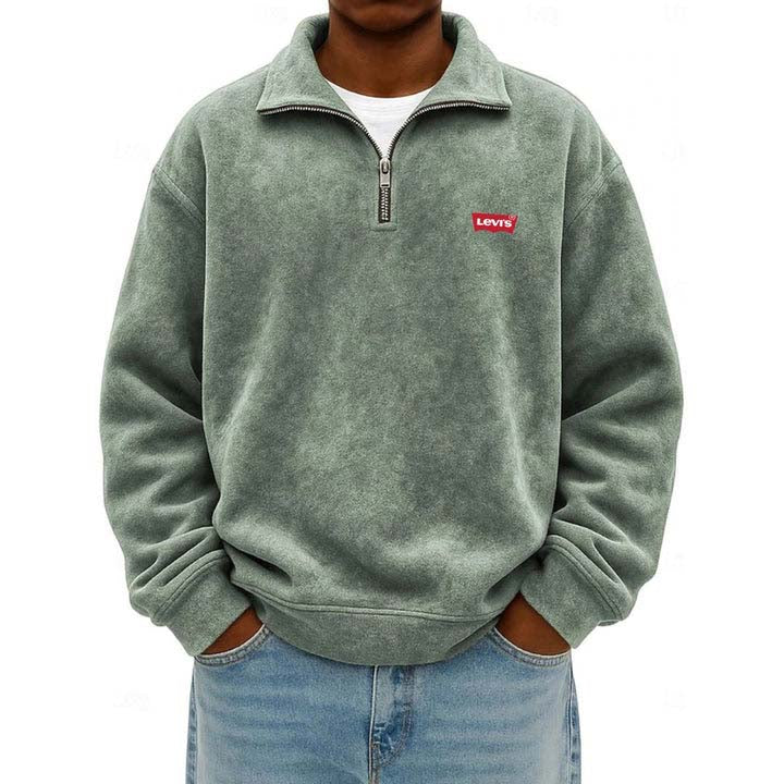 Men’s Zip Polo Pullover Sweatshirt - Clearance Sale