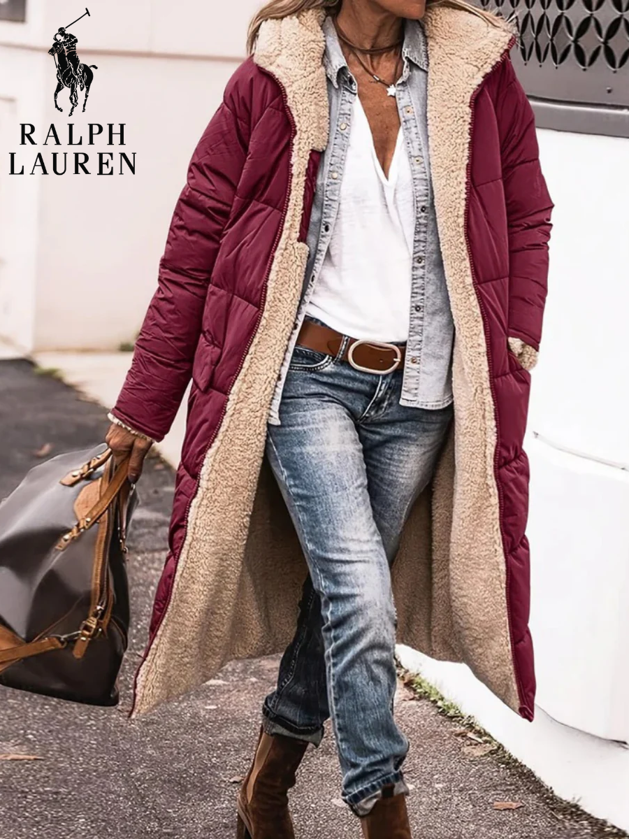 Sherpa-Lined Long Puffer Coat