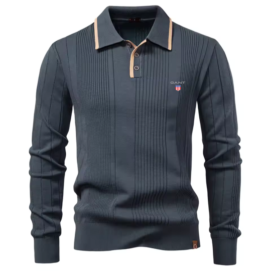 Men’s Textured Knit Polo Sweater - Clearance Sale