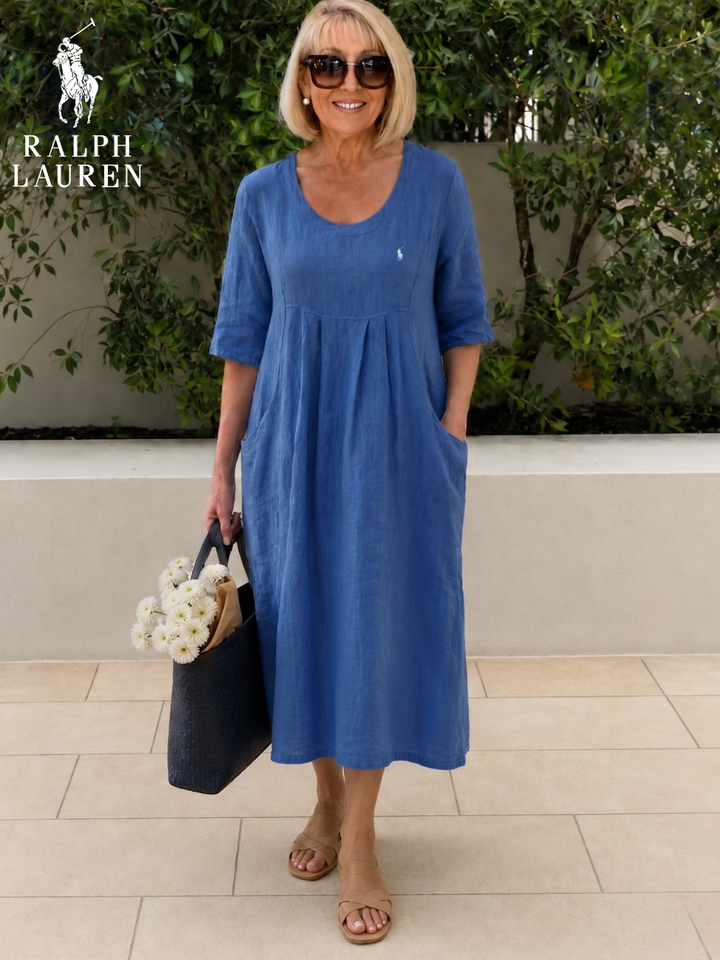 Coastal Linen Pleated Midi || Clearance Sale