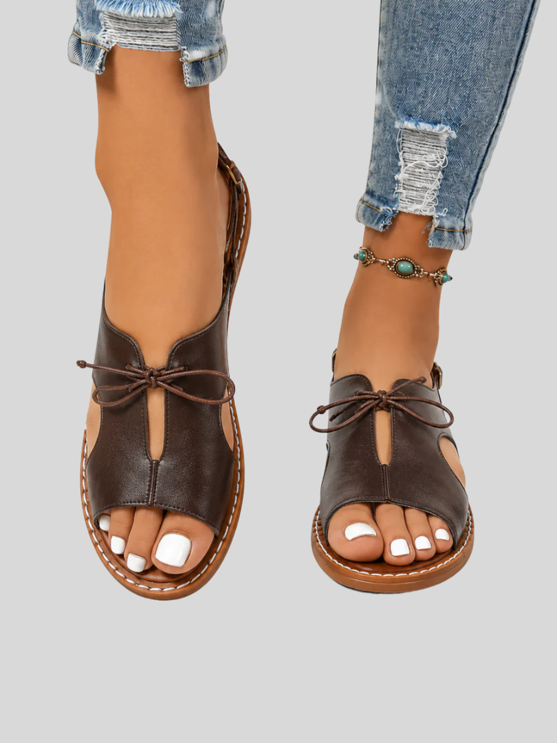 Audrey™ - Elegant Leather Lace Up Sandals