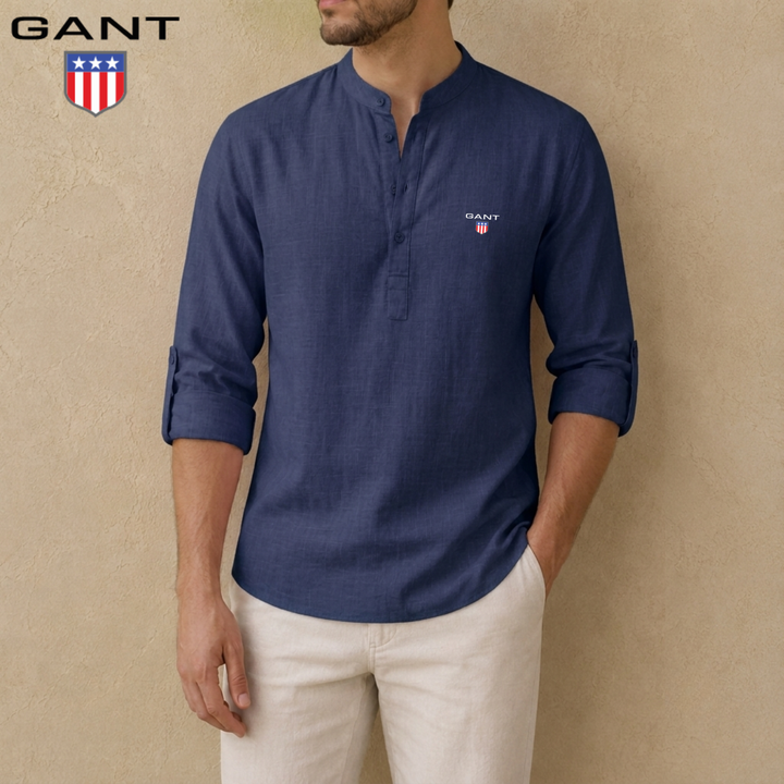 Linen Henley Shirt || Clearance Sale