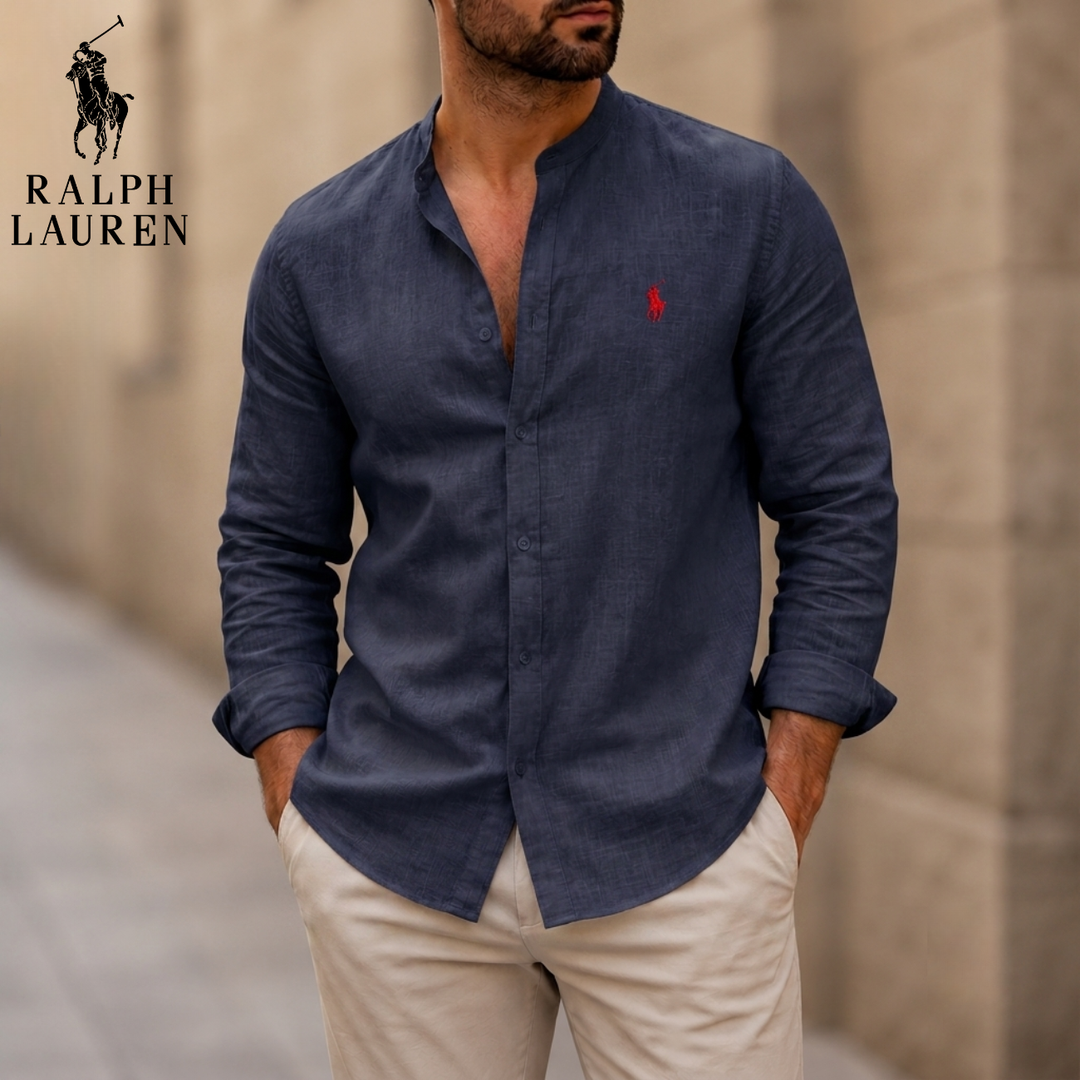 Mandarin Collar Linen Shirt || Clearance Sale