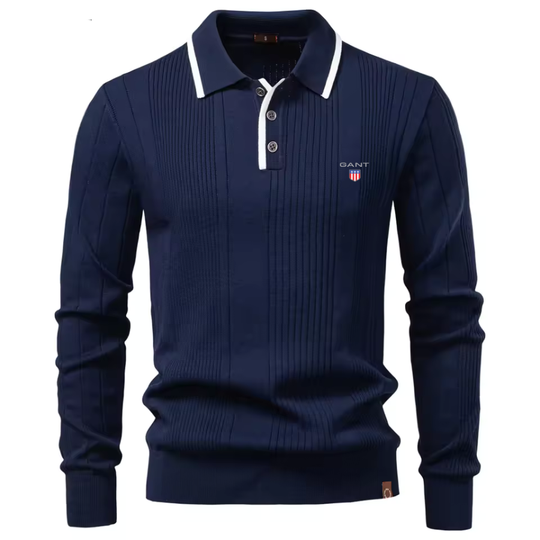 Men’s Textured Knit Polo Sweater - Clearance Sale