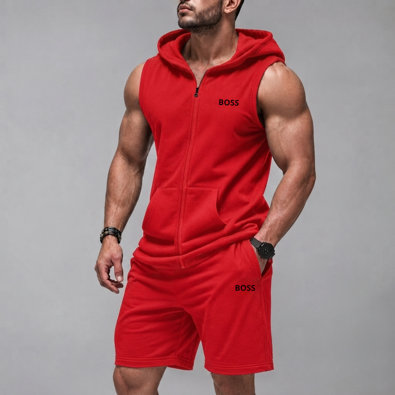 Sleeveless Hoodie & Shorts Set - Clearance Sale
