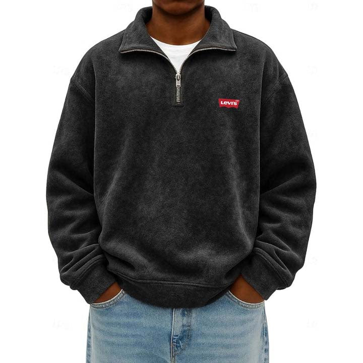 Men’s Zip Polo Pullover Sweatshirt - Clearance Sale