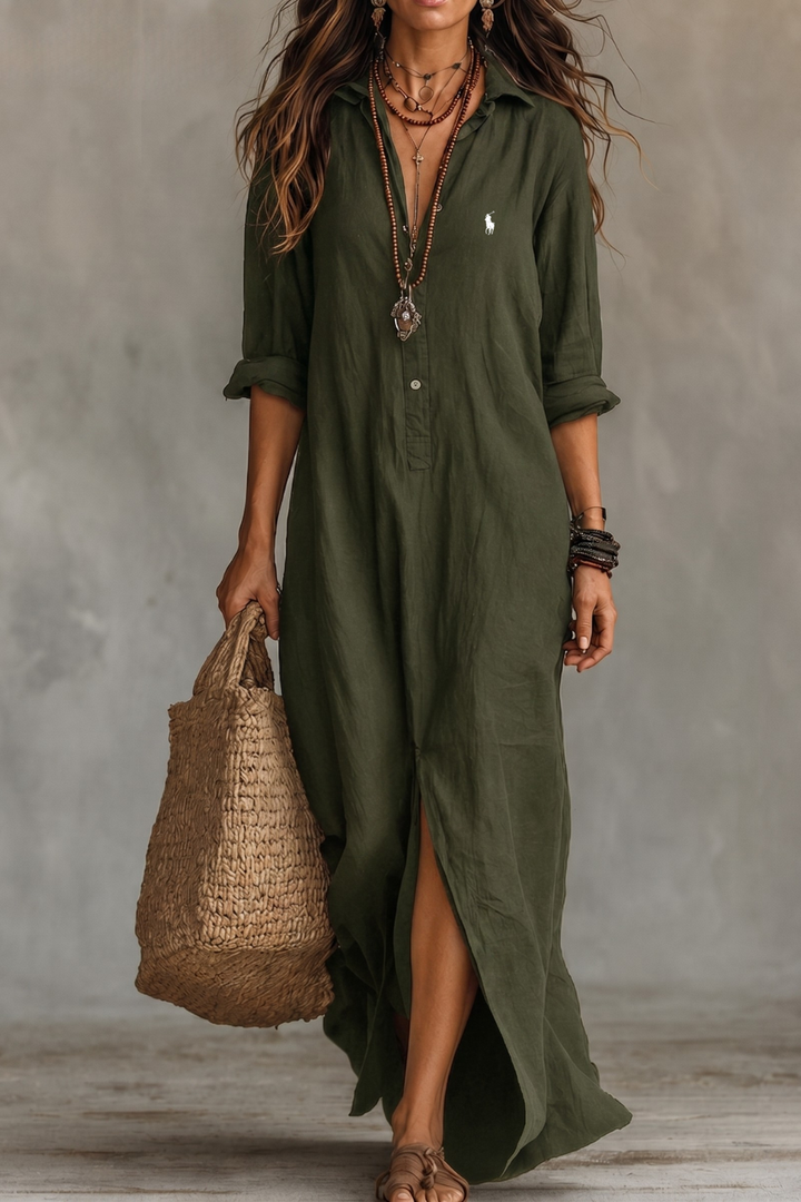 Coastal Breeze Maxi Shirt Dress - Clearance Sale