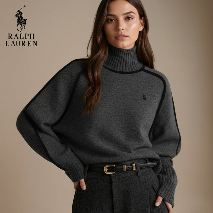 Ralph Lauren Elegant Contrast-Knit Turtleneck Sweater