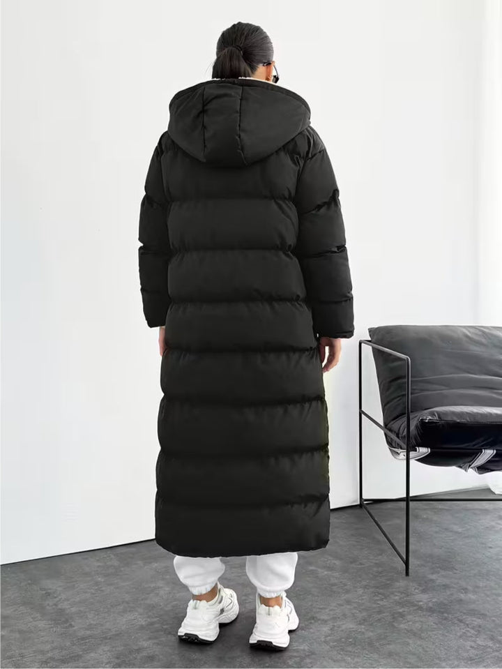 Long Puffer Coat with Hood and Sherpa Lining - CLEARANCE PRICE