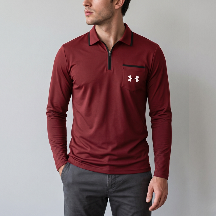 Quarter-Zip Full Sleeve Polo - Clearance Sale