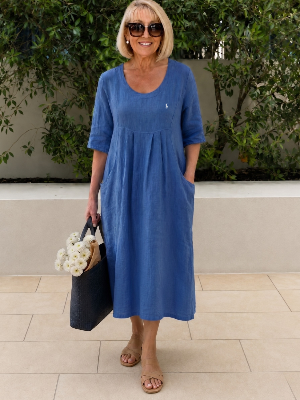 Coastal Linen Pleated Midi - Clearance Sale