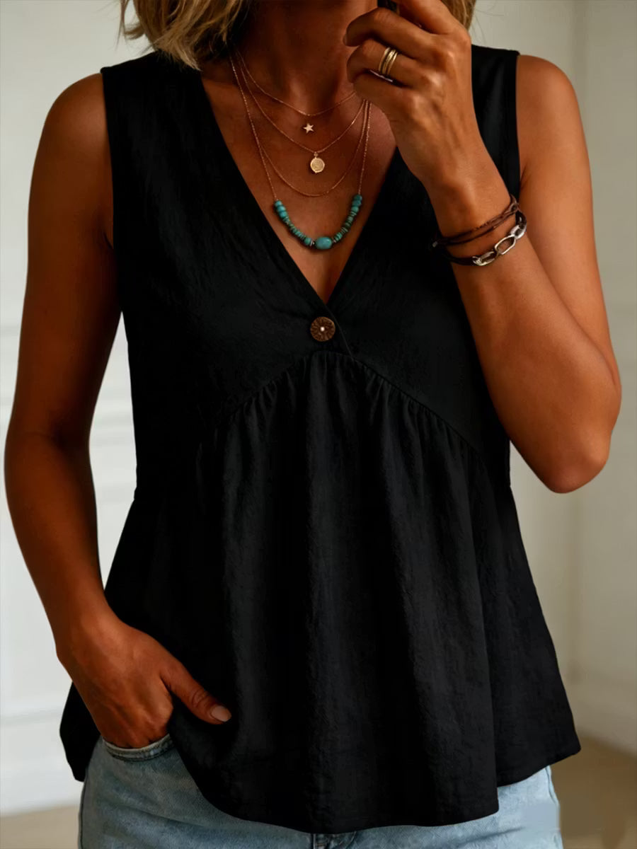 Charlotte | V-Neck Cotton Sleeveless Top