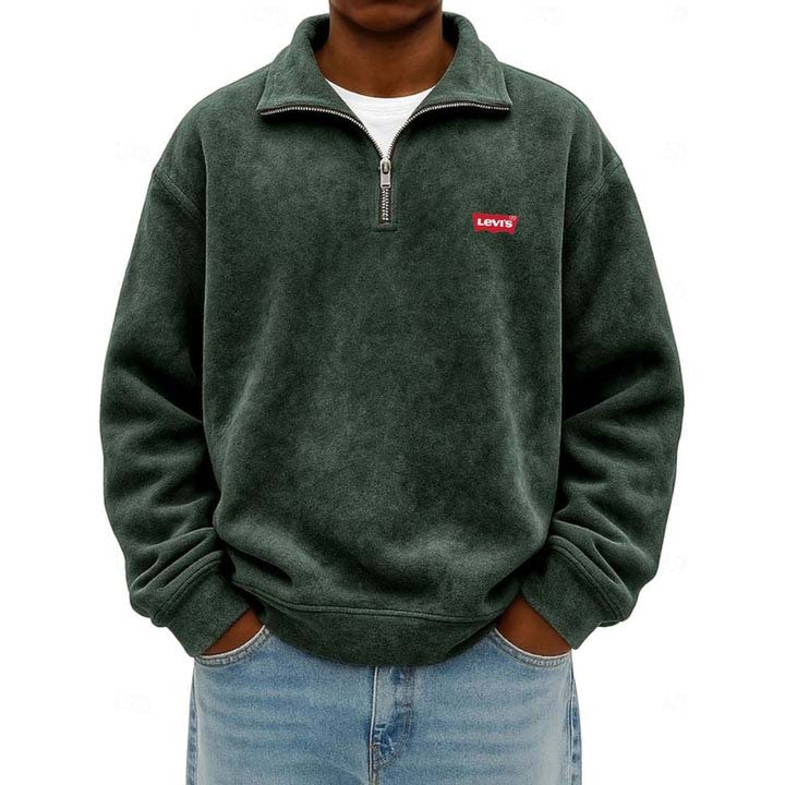 Men’s Zip Polo Pullover Sweatshirt - Clearance Sale
