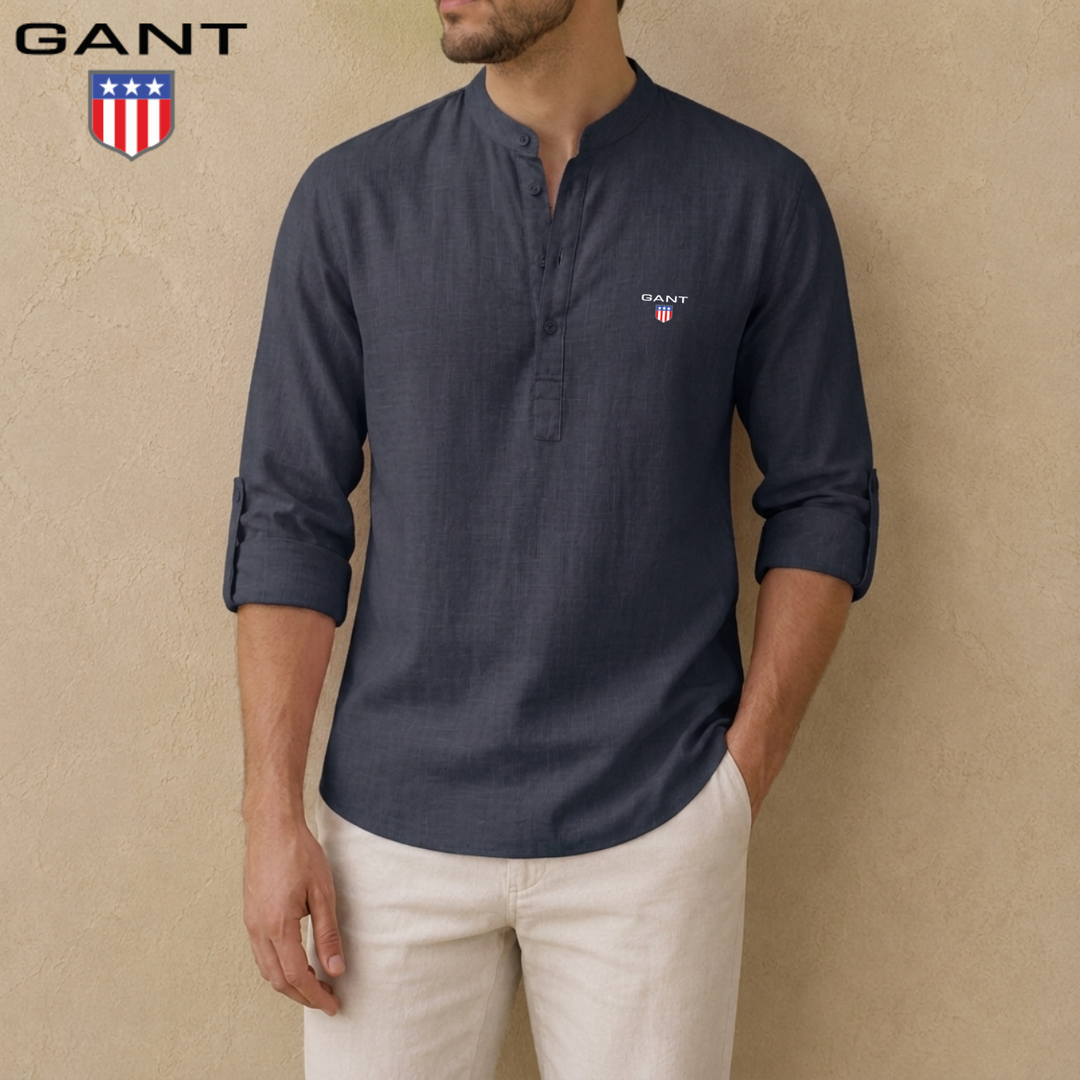 Linen Henley Shirt || Clearance Sale