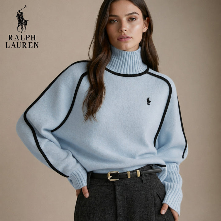 Ralph Lauren Elegant Contrast-Knit Turtleneck Sweater