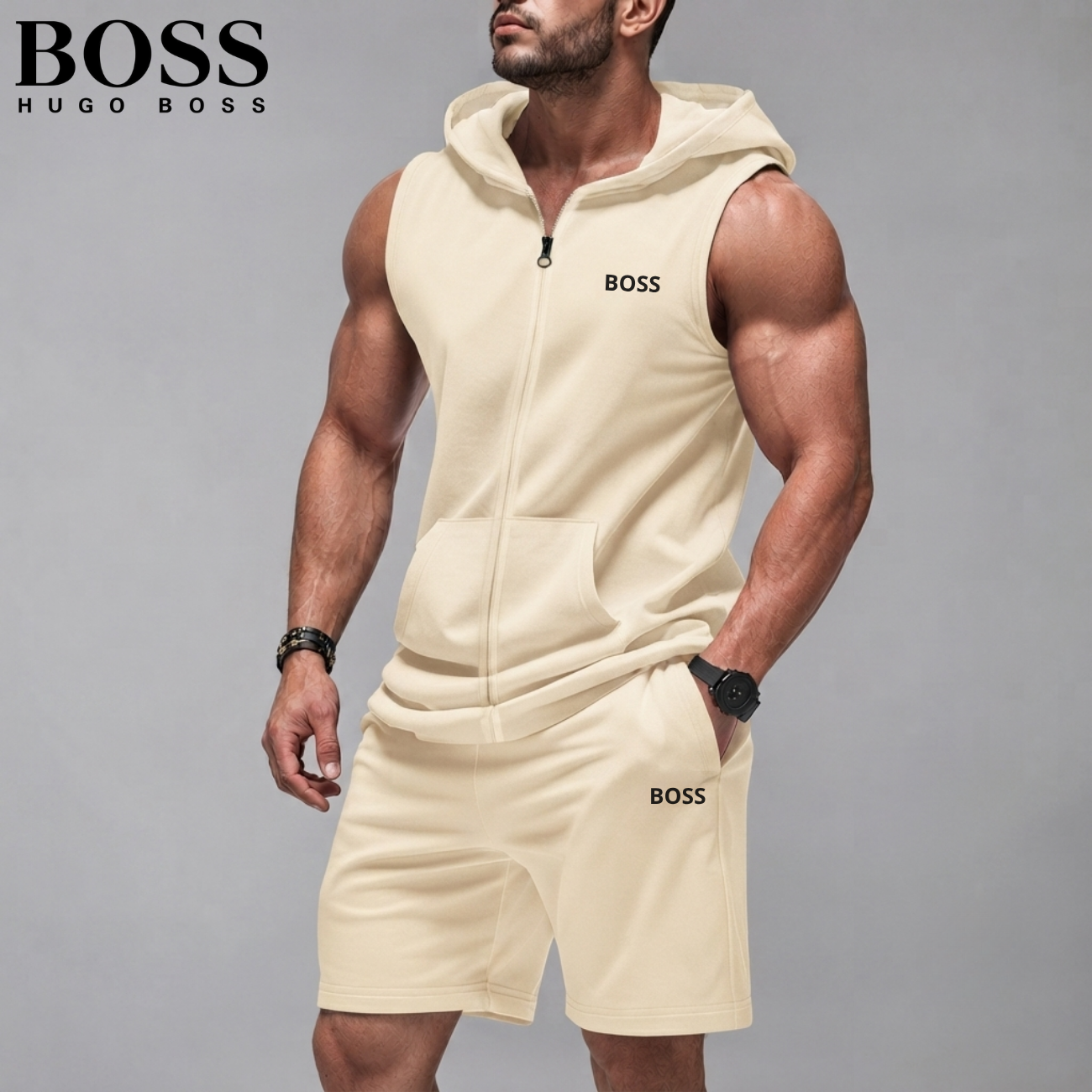 Sleeveless Hoodie & Shorts Set || Clearance Sale